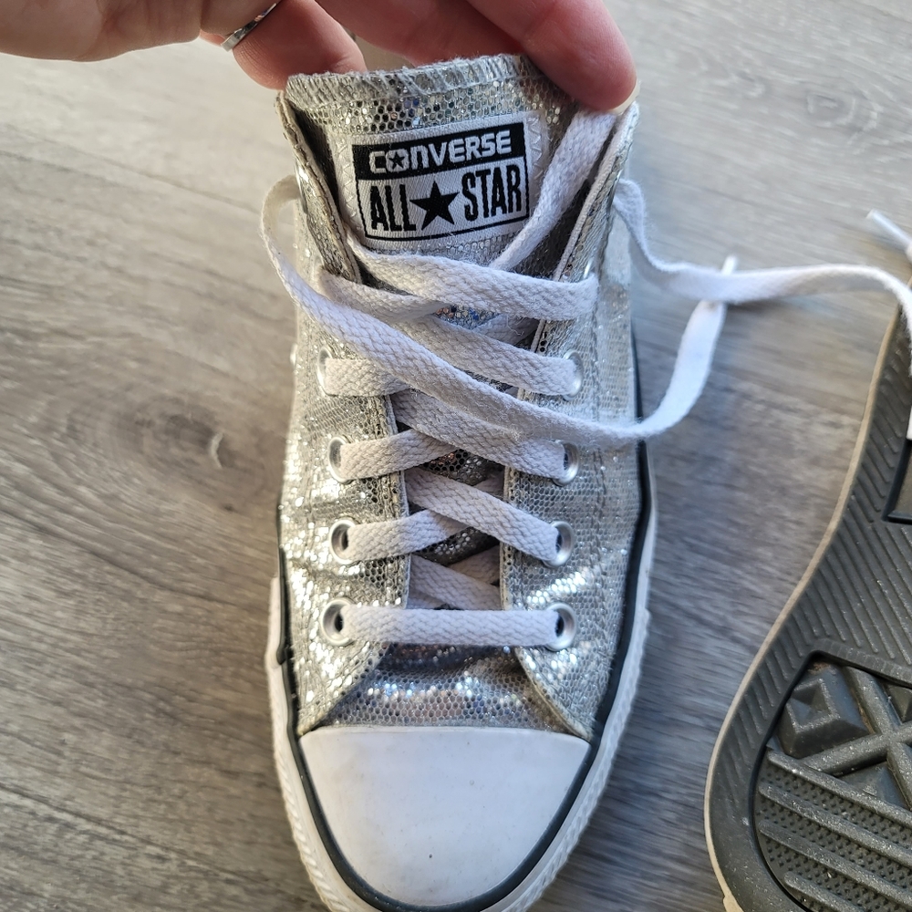 Converse Silver glitter sneakers